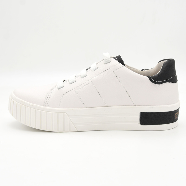 Δερμάτινα δίπατα sneakers PEGADA λευκό/μαύρο